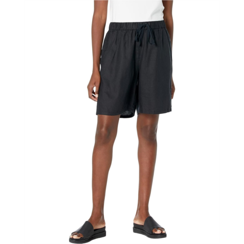 Eileen Fisher Midthigh Shorts w/ Drawstring in Washed Organic Linen Delave