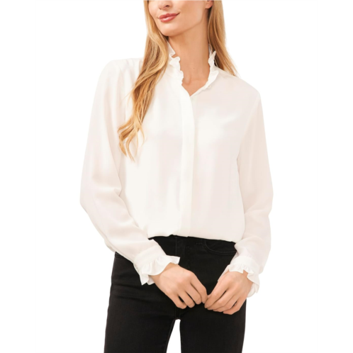 CeCe Long Sleeve Ruffled Neck Blouse