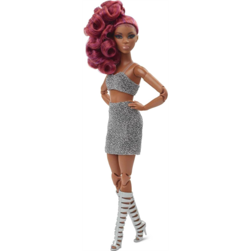 Barbie Signature Barbie Looks Doll (Petite, Red Hair) Fully Posable Fashion Doll Wearing Glittery Crop Top & Skirt, Gift for Collectors