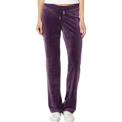 Juicy Couture Solid Rib Waist Velour Pant W/Drawcord