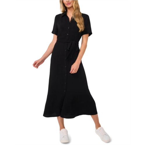 CeCe Short Sleeve Button Down Midi Dress