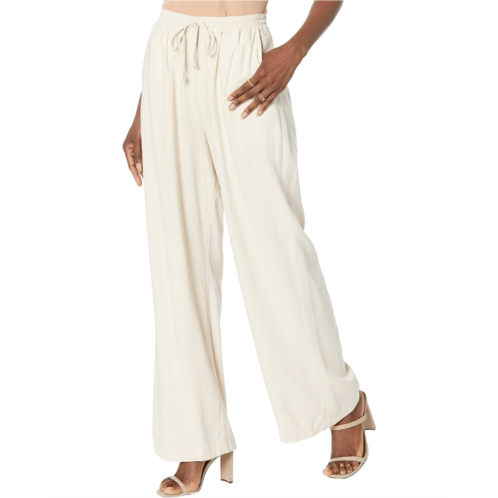 Blank NYC Pull-On Drawstring Wide Leg Linen Pants in Sand Bath