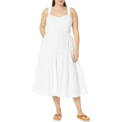 Madewell Plus Suzette Tiered Midi Dress with Seamed Bodice