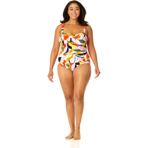 Anne Cole Plus Size Twist Front Shirred Bandeau One-Piece