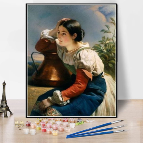 Hhydzq DIY Oil Painting Kit,Young Italian at The Well Painting by Franz Xaver Winterhalter Arts Craft for Home Wall Decor