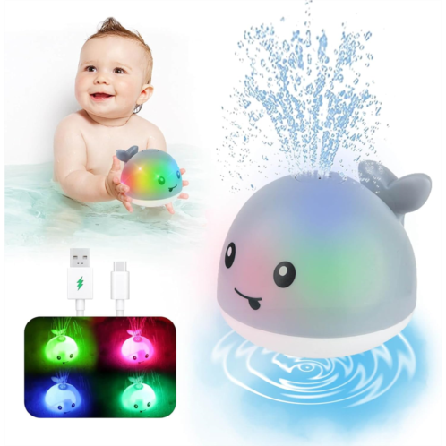 PARHILYAR Toddla Whale Bath Toy Sprinkler - Bath Toys for Toddlers 1-3 - Light Up Water Whale Bath Toy - Bathtub Toys for Infants 6-12 Months Toddlers Age 2-4 Birthday Gift for 1 2 3 4 5 Yea