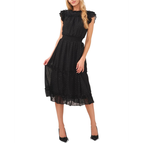 CeCe Lurex Smocked Waist Midi Dress