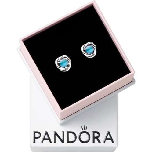 PANDORA December Turquoise Blue Eternity Circle Stud Earrings - Sterling Silver Birthstone Earrings with Man-Made Stones for Women - Gift for Her - With Gift Box