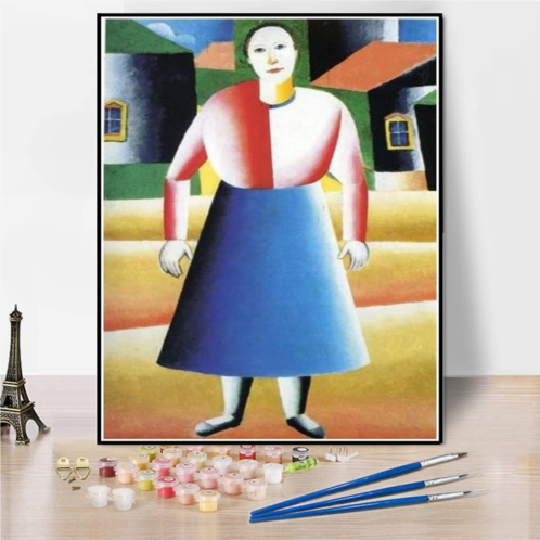 Hhydzq DIY Painting Kits for Adults?Girl in The Country Painting by Kazimir Malevich Arts Craft for Home Wall Decor