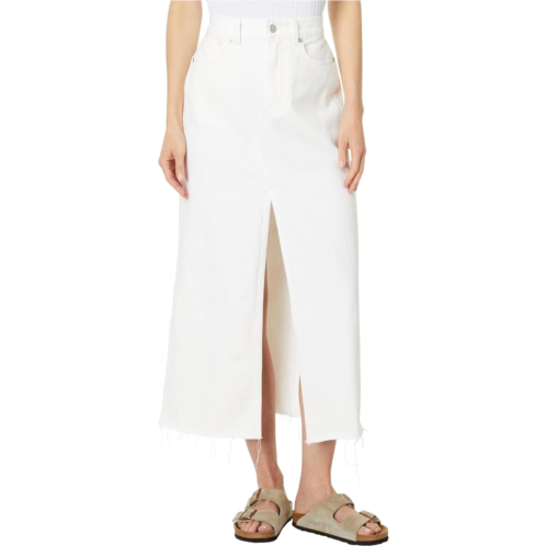 Womens Madewell The Rilee Denim Midi Skirt in Tile White