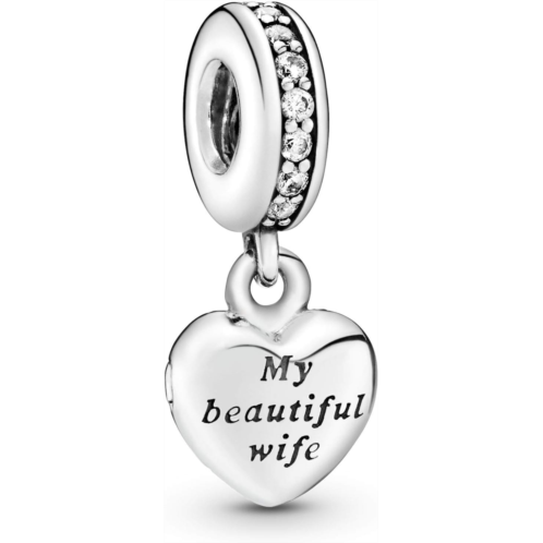 Pandora Jewelry My Beautiful Wife Dangle Cubic Zirconia Charm in Sterling Silver, No Box