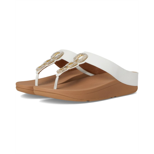 Womens FitFlop Fino Crystal-Chain Leather Toe-Post Sandals