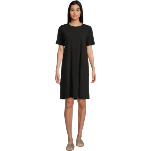 Womens Eileen Fisher Organic Cotton Slubby Jersey Crew Neck T-shirt Dress