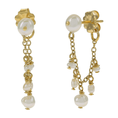 Chan Luu Cascading Pearl Earrings with Connecting Chain
