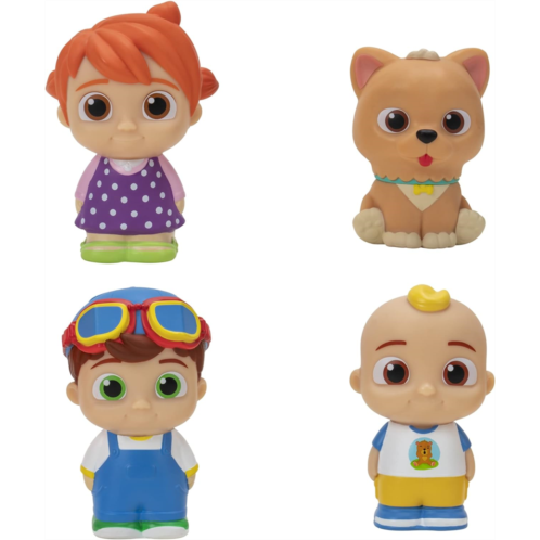 CoComelon 4 Figure Pack - JJ & Family Figure Set - Family and Friends - Includes JJ, YoYo, Tomtom, and Bingo The Dog - Toys for Kids, Infants and Preschoolers