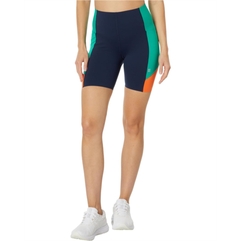 Womens Sweaty Betty Power High-Waist 6 Biker Short Color-Block