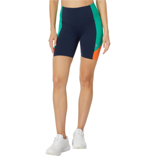 Womens Sweaty Betty Power High-Waist 6 Biker Short Color-Block