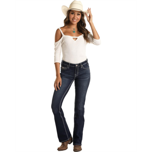 Rock and Roll Cowgirl Mid-Rise in Navy W13541