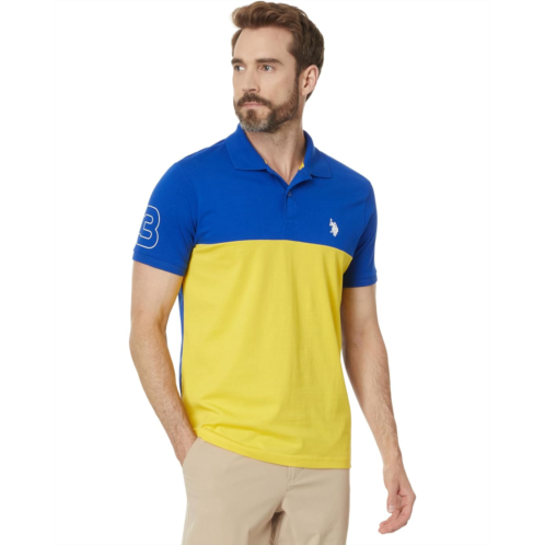 U.S. POLO ASSN. Mens US POLO ASSN Short Sleeve Slim Fit Colorblock Athletic Jersey Knit Polo Shirt