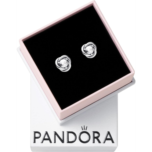 PANDORA April Clear Eternity Circle Stud Earrings - Sterling Silver Birthstone Earrings with Man-Made Stones for Women - Gift for Her - With Gift Box