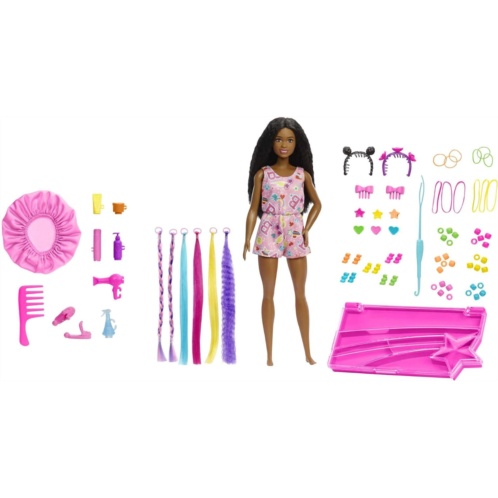 Barbie Life in The City Brooklyn and Her Hairstyles Brunette Doll with +75 Hair Accessories, Gift Toy +3 Years Old (Mattel HHM39)