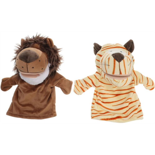 ORFOFE 2pcs Hand Puppet Animal Puppet Educational Puppet Plush Baby Doll Toys for Kids Puppet Tiger Lions Puppets Puppet Show Theater for Kids Hands Puppet for Adults Aldult Gloves