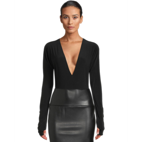 Womens Norma Kamali Dolman V-Neck Bodysuit