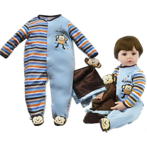 TATU Fits 20-24 inch Reborn Baby Dolls Clothes Boy Outfit Accessories Reborn Baby Dolls Boy Newborn Doll Clothing