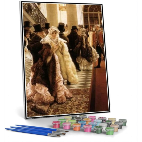 Hhydzq DIY Oil Painting Kit,The Woman of Fashion La Mondaine Painting by James Tissot Arts Craft for Home Wall Decor