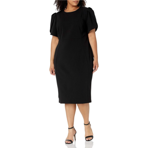 Womens Calvin Klein Plus Size Tulip Sleeved Seamed Sheath