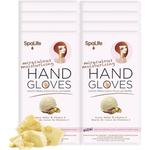SpaLife Restoring Miracle Hand Gloves - Cocoa Butter & Vitamin E Infused Hand Spa Mask for Cuticle Repair and Ultimate Hydration, Perfect for Dry and Rough Hands - Silky Smooth Res