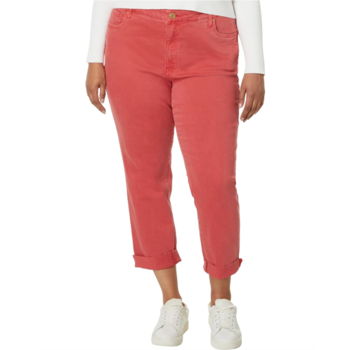 KUT from the Kloth Plus Size Reese High-Rise Fab AB Ankle Straight Raw Hem in Strawberry