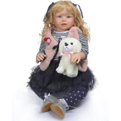 TERABITHIA 28inch 70cm So Truly Change Clothes Long Curly Blonde Hair Newborn Doll Real Silicone Reborn Toddler Girl Dolls That Look Realistic