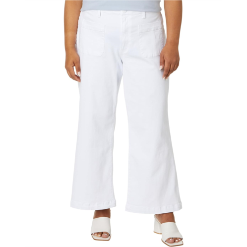 Womens KUT from the Kloth Plus Size Meg High-Rise Wide Leg with Patch Pockets Reg Hem in Optic White