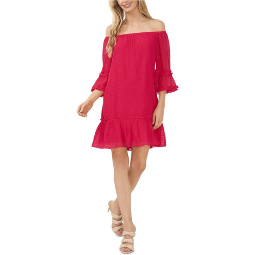 CeCe Over-the-Shoulder Flounce Dress