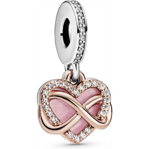 Pandora Sparkling Infinity Heart Dangle Charm Bracelet Charm Moments Bracelets - Stunning Womens Jewelry - Made Rose, Sterling Silver, Cubic Zirconia & Enamel