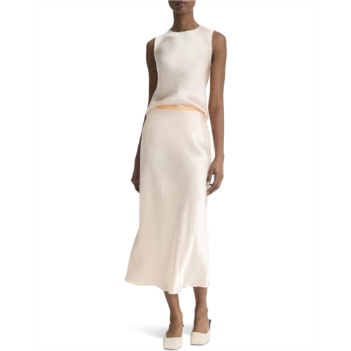 Womens Vince Contrast Waistband Satin Skirt