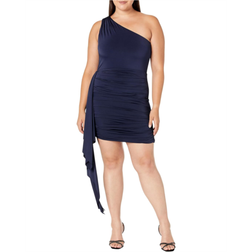 Womens XSCAPE Slinky One Shoulder Ruffle Dress