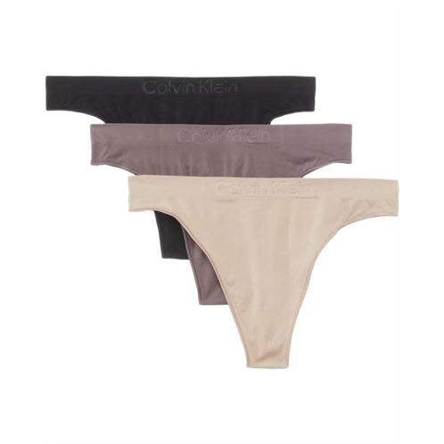 Womens Calvin Klein Underwear Bonded Flex Seamless Mid-Rise Thong 3-Pack