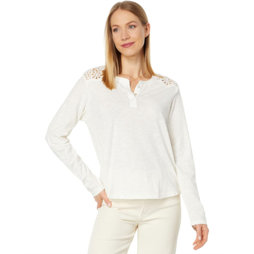 Lucky Brand Long Sleeve Cutwork Henley