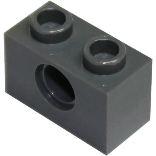 LEGO Parts and Pieces: Technic Dark Gray (Dark Stone Grey) 1x2 Brick with Hole x100