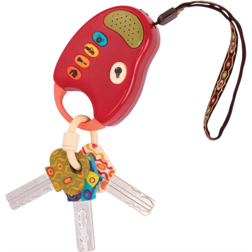 B. toys - Toy Car Keys - Key Fob with Lights & Sounds - Interactive Baby Toy - Pretend Keys for Babies, Toddlers - 10 Months + - FunKeys - Red