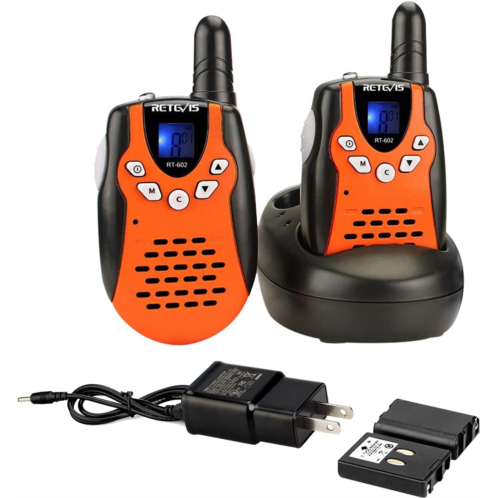 Retevis RT602 Walkie Talkies for Kids Rechargeable,KidsToy with Batteries Charger Station,Toy Walkie Talkie Kids Gifts for Boys Girls(1 Pair Orange)