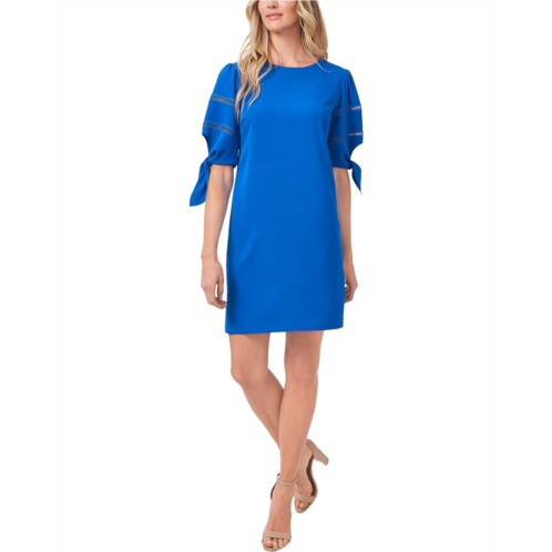 CeCe 3/4 Sleeve Emoss Crepe Dress w/ Faggoting