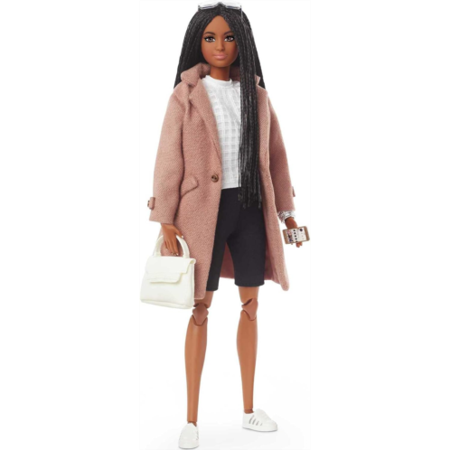 Barbie Signature @BarbieStyle Fully Poseable Fashion Doll (12-in Brunette with Braids) with 2 Tops, Shorts, Skirt, Coat, 2 Pairs of Shoes & Accessories, Gift for Collector