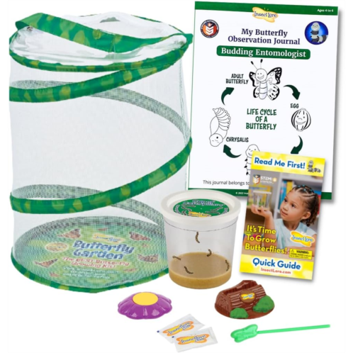 Insect Lore Butterfly Garden: Original Habitat and Live Cup of Caterpillars with STEM Butterfly Journal - Life Science & STEM Education - Butterfly Science Kit