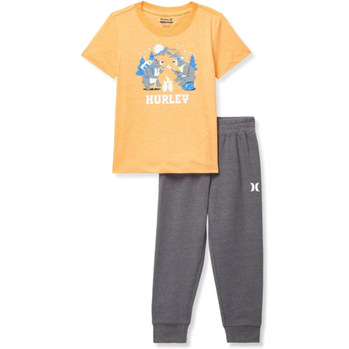 Hurley Kids Short Sleeve Graphic Tee & Fleece Pants Set (Toddler)
