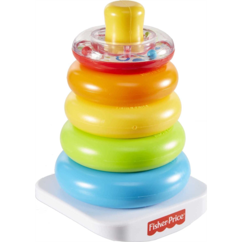 Fisher-Price Baby Stacking Toy Rock-A-Stack, Roly-Poly Base with 5 Colorful Rings for Ages 6+ Months