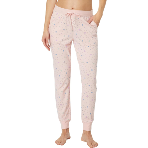 Womens Life is Good Scattered Hearts Pattern Snuggle Up Sleep Joggers