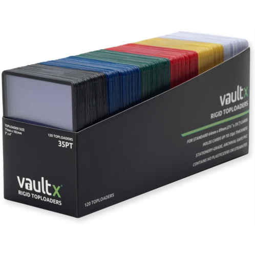 Vault X Premium Extra Thick Seamless Multi-Color Toploaders 35pt - 3 x 4 Rigid Card Holders for Trading Cards & Sports Cards (120 Pack)